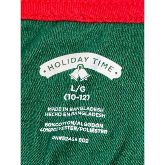 Holiday Time Christmas Raglan Shirt Reindeer Joy Graphic Red & Green Size 10/12 - Picture 7 of 7